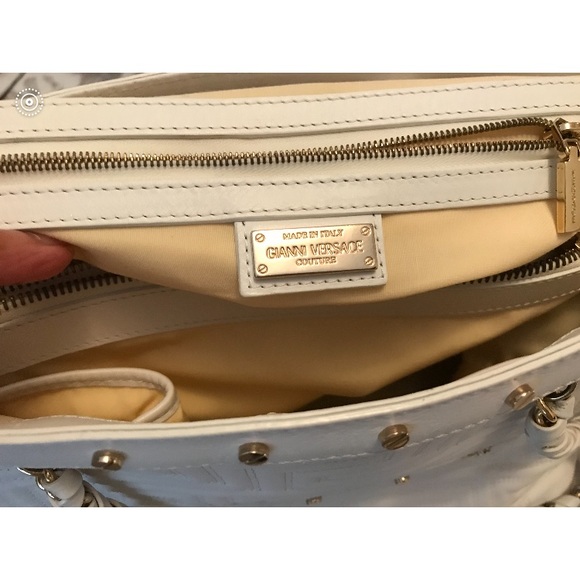 Versace White & Gold Quilted Leather Front Zip - Picture 7 of 13